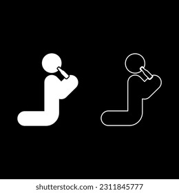 Man human drinking water alcohol beer from bottle knight position set icon white color vector illustration image solid fill outline contour line thin flat style