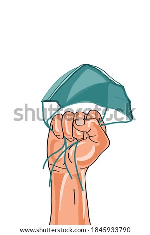 man , human hand holding the mask money illustration drawing ,corona.