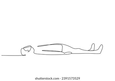 man human lies passive motionless on the ground health line art design