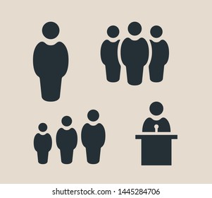 Man Human Person User. Crowd, Team, Growth, Debate, Speaker. Vector Flat Icon Illustration.