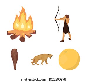 Man, hunter, onion, bonfire .Stone age set collection icons in cartoon style vector symbol stock illustration web.