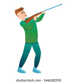 Man hunter shooting icon. Cartoon of man hunter shooting vector icon for web design isolated on white background