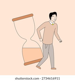 man is in a hurry and he is in a rush