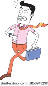 hombre apurado por el trabajo