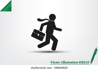 man in a hurry to work, icon vector illustration.