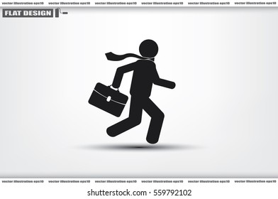 man in a hurry to work, icon vector illustration.