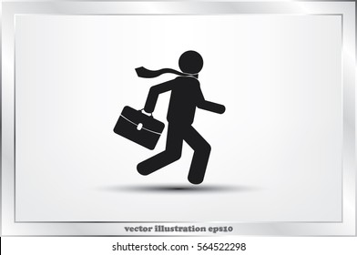 Man In A Hurry To Work, Icon Vector Illustration EPS 10