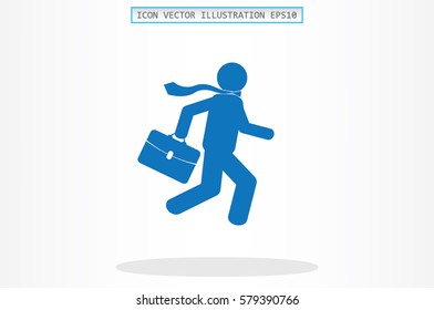 man in a hurry to work, icon vector illustration.