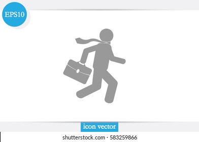 man in a hurry to work, icon vector illustration.