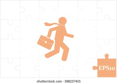 man in a hurry to work, icon vector illustration EPS 10