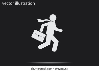 man in a hurry to work, icon vector illustration.