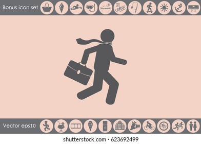 man in a hurry to work, icon vector illustration EPS 10