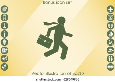 man in a hurry to work, icon vector illustration EPS 10