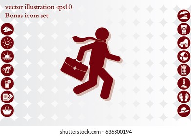 man in a hurry to work, icon vector illustration EPS 10