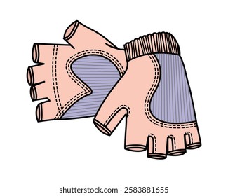 Man hybrid gloves technical flat drawing vector mockup illustration.