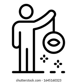 Icono de hipnosis masculina. Símbolo de esquema hipnosis vectorial icono de diseño web aislado en fondo blanco