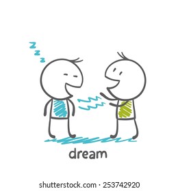 man hypnotized to another man dreamed illustrator