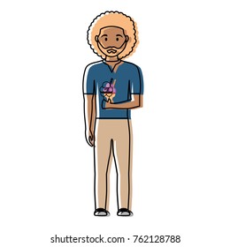 man with ice cream  scoops  vector illustration