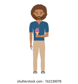 man with  ice cream scoops  vector illustration