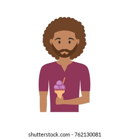 man with  ice cream scoops  vector illustration