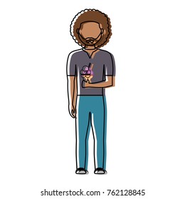 man with ice cream  vector illustration