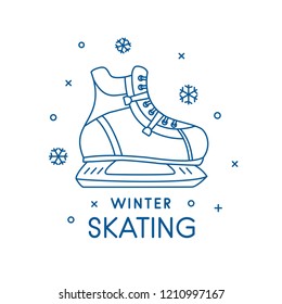 Man ice skate shoe outline icon. Ice skating illustration. Winter holiday activity. Healthy winter sport 