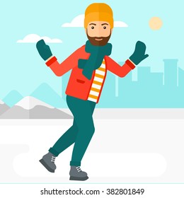 Man ice skating. 