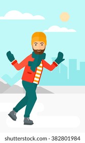 Man ice skating. 