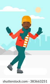 Man ice skating. 