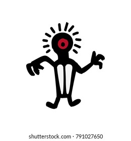 Man icon with Aztec pattern isolated on white background
