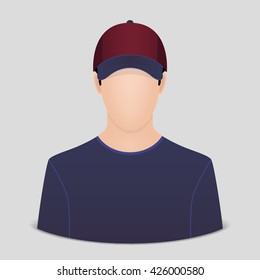 Man icon. Baseball cap and T-shirt.