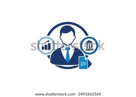 Man Icon and Bill Icon Logo Design: Professional Emblem of Trust and Accountability