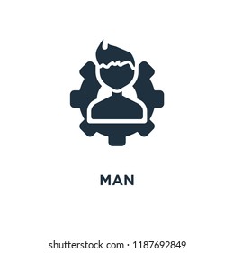 Man icon. Black filled vector illustration. Man symbol on white background. Can be used in web and mobile.