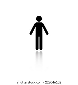 man icon - black vector illustration with reflection