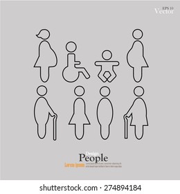 man icon.old man, blind, disable, handicap, pregnant woman,baby.vector illustration.