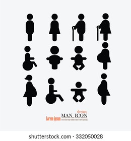 man icon.old man, blind, disable, handicap, pregnant woman,baby.vector illustration.