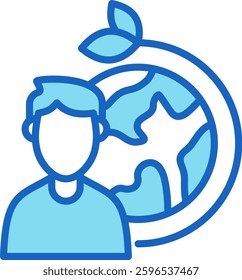 Man Icon Blue Vector Illustration