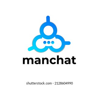 man icon with chat logo design vector