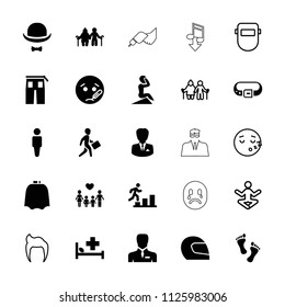 Man icon. collection of 25 man filled and outline icons such as hairdresser peignoir, pants, sick emot, old couple, hat and moustache. editable man icons for web and mobile.