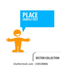 man icon with colorful dialog speech bubbles