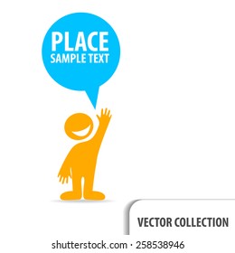 man icon with colorful dialog speech bubbles