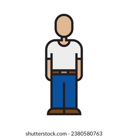 man icon, colors, linear, vector illustration
