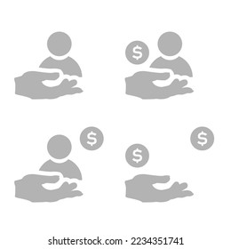 man icon, concept of money, income, vector illustration