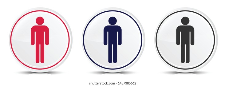 Man icon crystal flat round button set illustration design isolated on white background