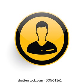 Man icon design on yellow button background,clean vector