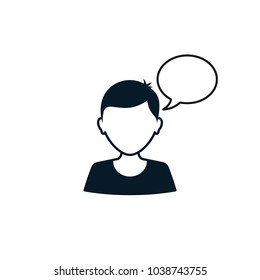 Man icon with dialog speech bubble, Vector illustration.