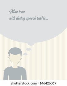 man icon with dialog speech bubble