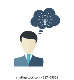 Man icon with dialog speech bubble. Vector illustration