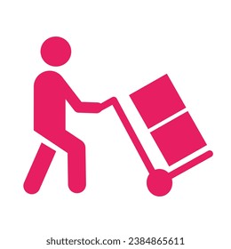 icono de comando man conduciendo cajas de embalaje en el icono de la canasta. Adecuado para iconos de colección One para sitios web, diseño web, aplicaciones móviles en fondo blanco