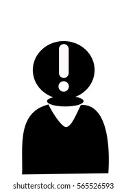 Man icon with an exclamation mark on his head